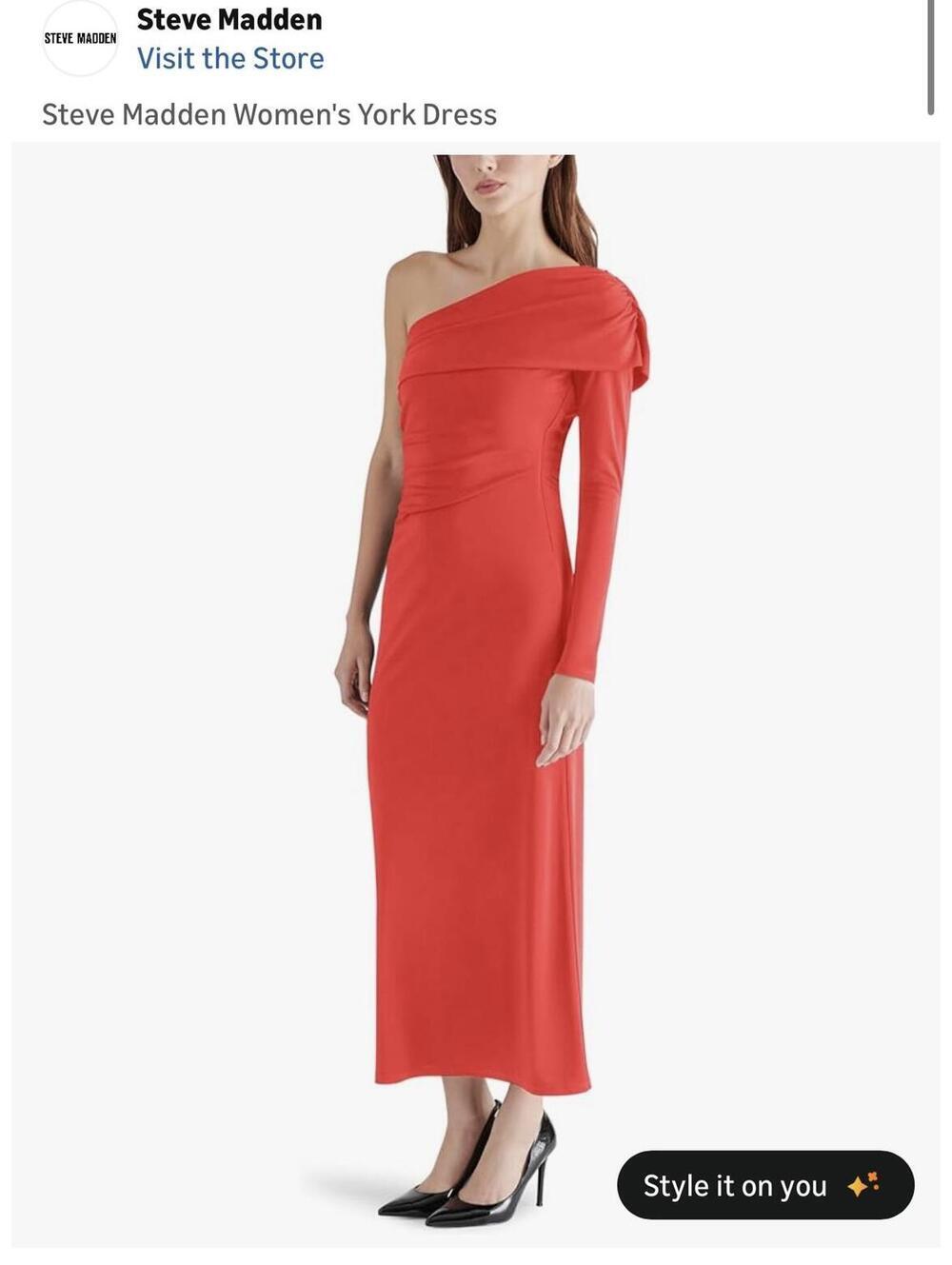 Steve Madden Women's New York One-Shoulder Red Dress